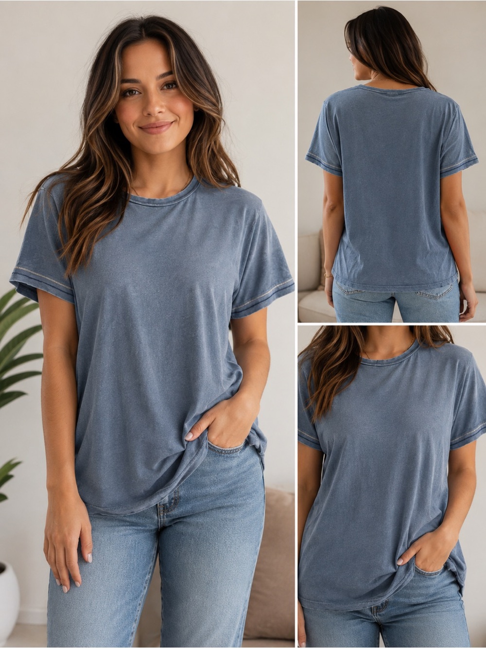 Westbound Faded Slate Blue Short Sleeve Crewneck Tee